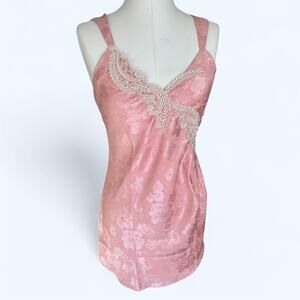 Vintage 90s Victorias Secret Gold Label Pink Nightie Lingerie Night Dress Lace S